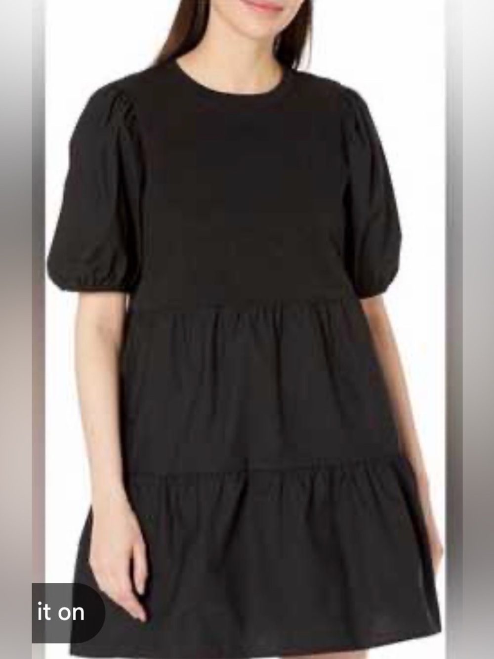 Zara Black Cotton Tiered Puff Sleeve Mini Babydoll Dress Small